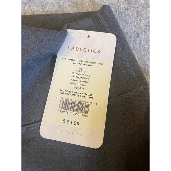 NWT Fabletics High Waisted Mesh Heathered Capri Leggings Size Small Gray - Picture 3 of 10